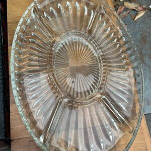 Clear Glass Divided Serving Platter